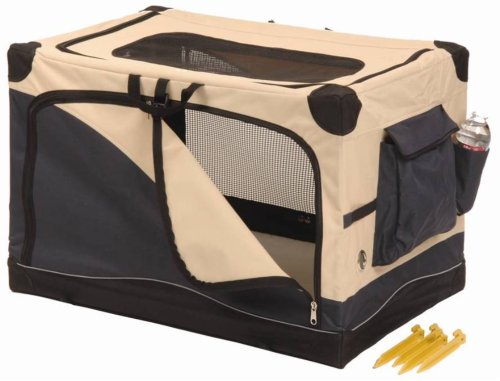 Crate de compagnie côté animal de compagnie PET SOIX 1000, Ã Â 20 pouces x 13 pouces x 12 pouces, bronzage de la marine