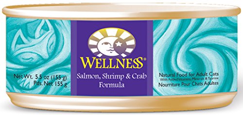 Wellness Complete Health Natural Wet Canned Cat Food, Salmon, Shrimp & Crab Pate, 5.5-Ounce Can (Pack of 24)