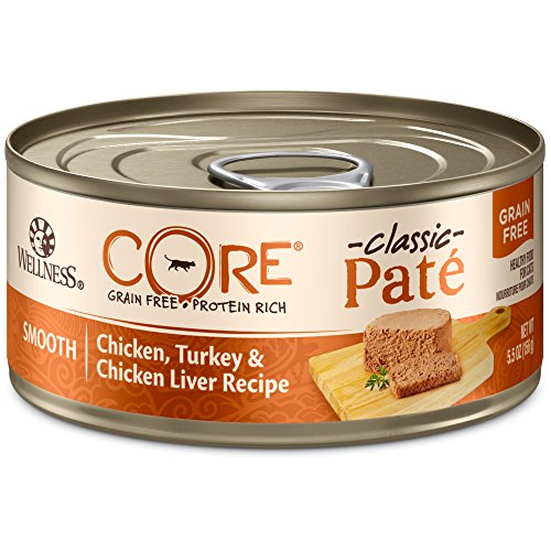 Wellness CORE Natural Canned Grain Free Wet Cat Food, Chicken & Turkey Pate, 5.5-Ounce Can (Pack of 24)