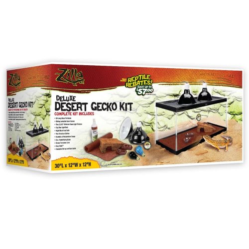 Zilla 28003 20-Gallon Deluxe Desert Gecko Kit, 12-Inch by 30-Inch by 12-Inch