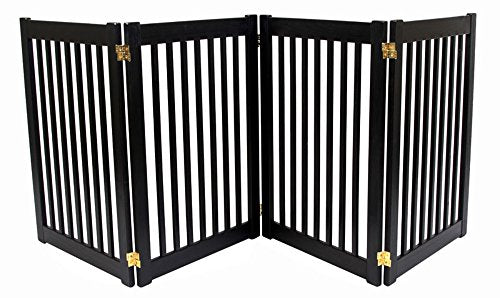 Accents dynamiques 42423 Amish fabriqué à la main 32 "4 panneaux Highlander Free Posting, Food Construction EZ Series Pet Gate Black