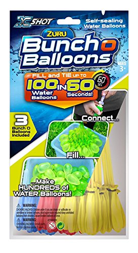 Zuru Bunch O Balloons - Instant Water Balloons - Color May Vary (3 Bunches - 100 Total Water Balloons)