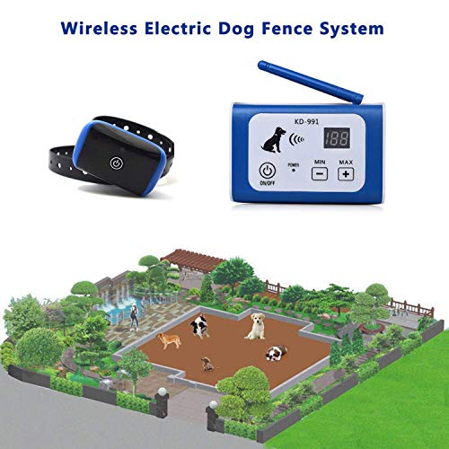 Wireless Electric Dog Fence System Outdoor Invisible Wireless Pet Fence Containment System, Adjustable Control Range Up to 550YD & Display Distance, 1 Collar Receivers Rechargeable & Waterproof