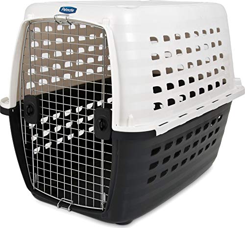 Petmate 4131 Compass Plastic Pets Kennel with Chrome Door, Metallic White/Black