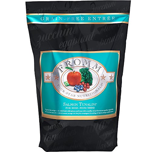 Frommant quatre aliments secs à saumon sans grain étoiles.
