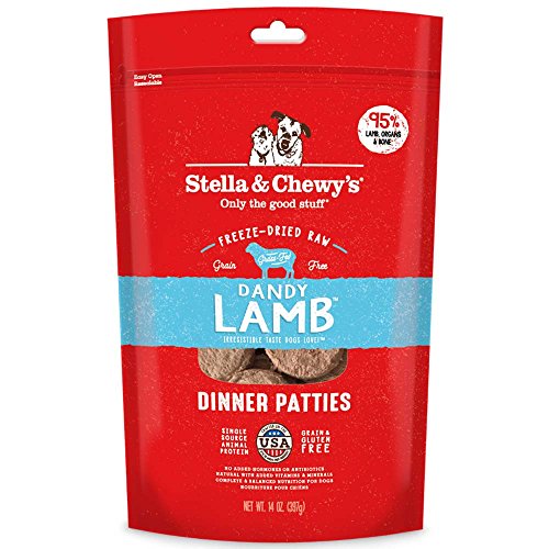 Les galettes de dîner d'agneau dandy brut de Stella & Chewy sont des galettes pour chiens, 14 oz.