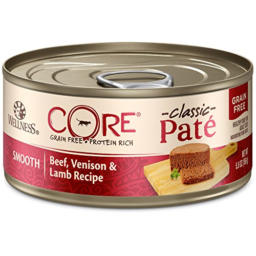 Wellness CORE Natural Canned Grain Free Wet Cat Food, Beef & Lamb Pate, 5.5-Ounce Can (Pack of 24)