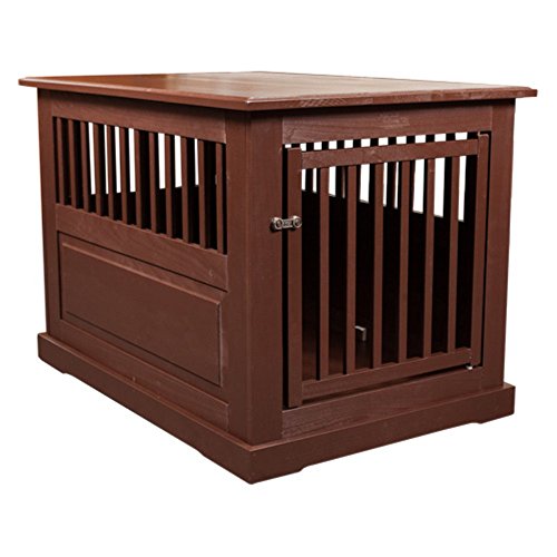 Dynamic Accents 42266 Amish Handcrafted Elegant,Hardwood Construction Fortress End Table Pet Crate Large - Mahogany
