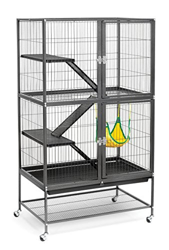Prévue Hendryx 485 Pet Feisty Ferret Home with Stand, Black Hammertone