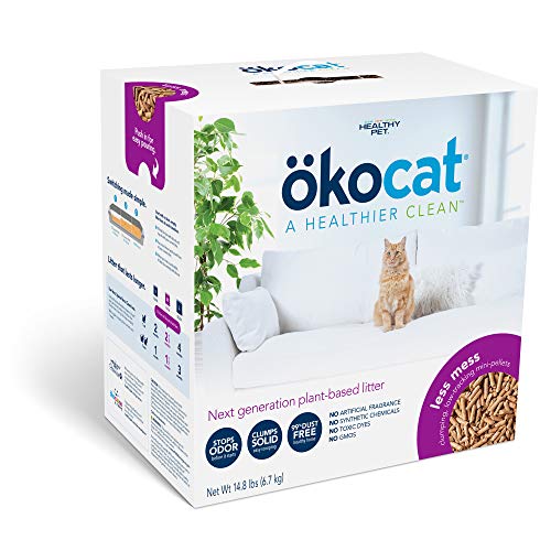 Okocat Natural Wood Cat Litter, 20.2-Pound, Clumping for Long Hair Breeds