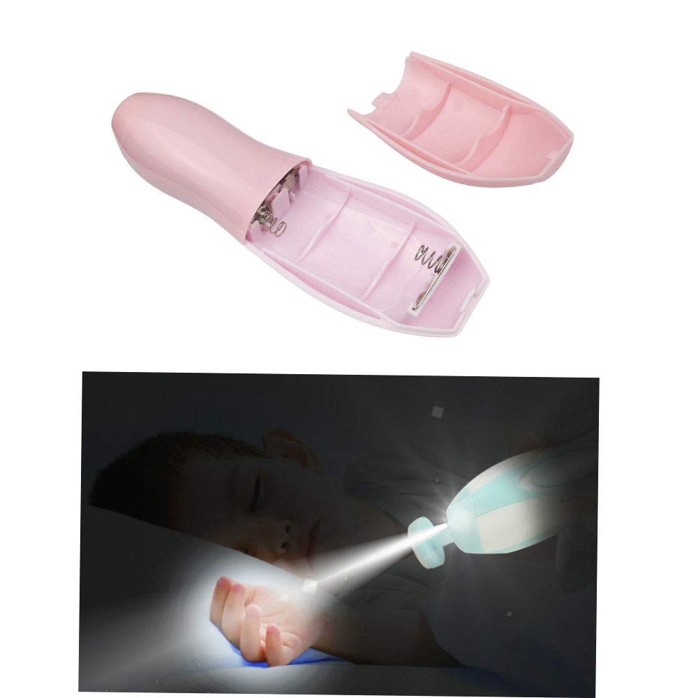 Baby Nail File Electric Trimmer Baby Electric Nail Trimmer Safe Infant Nail Clipper Kit Cutter Polish for Infant Newborns Toddlers Fingernails and Toes Electric Baby Nail Manicure and Pedicure Kit with Front LED light—CS12083--Pink