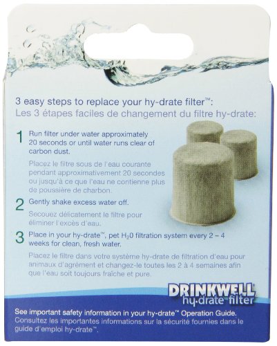 PetSafe Drinkwell Hy-Drate Replacement Filter for Dog and Cat Water Filtration System, 3 Pack