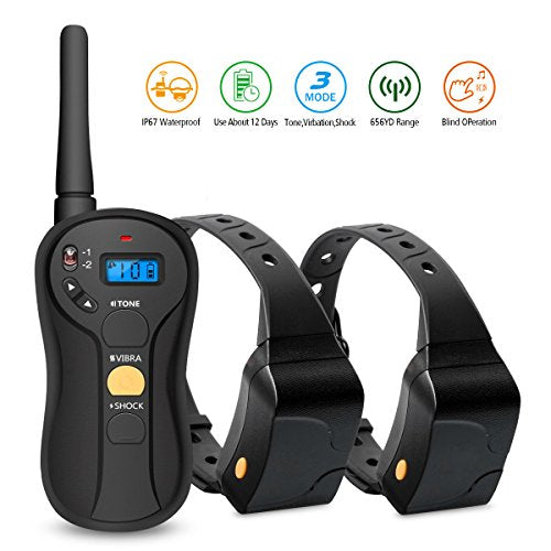 FOCUSPET Dog Shock Collar, Remote Dog Training Collar with Vibration, Beep, Shock Rechargeable and Waterproof Electronic Collar for Dogs