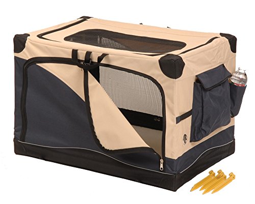 Precision Pet 3501-35012 Soft Side Pet Crate Navy/Tan 24X18X17