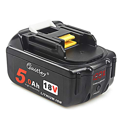 Aoyan 18V 5.0h Remplacement de batterie au lithium-ion de haute capacité avec affichage de tension LED pour Makita BL1850B BL1850 BL1840 BL1830 BL1815 LXT-400 194204-5 Batterie d'outil sans cordon