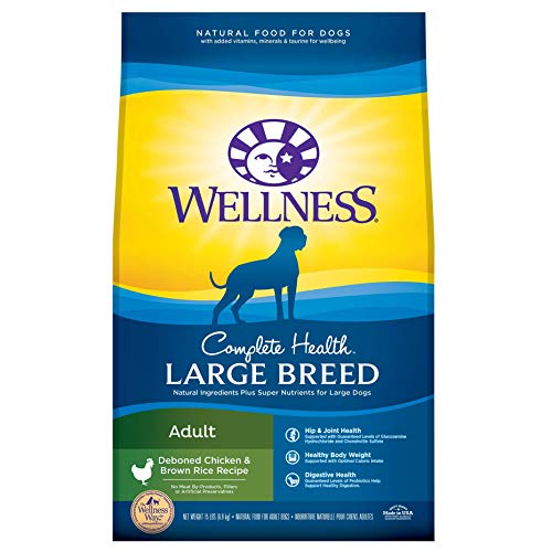 Wellness Complete Health Natural Dry Large Breed Dog Food, Chicken & Rice, 30-Pound Bag