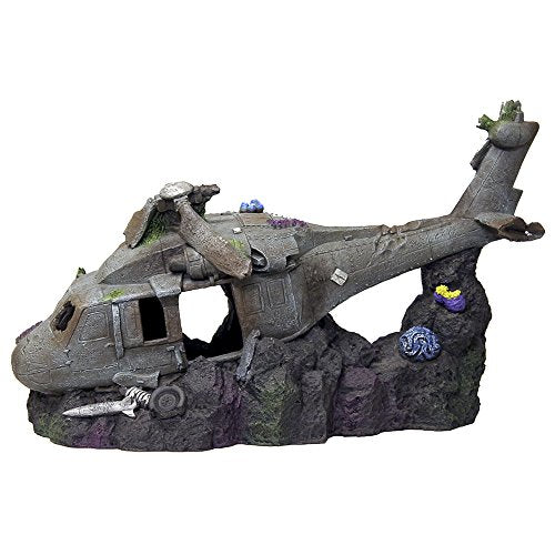 Blue Ribbon Pet EE-893 Exotic Environments Super Sized Sunken Helicopter 22.75x10.25x15in