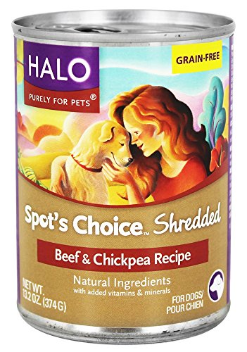 HALO Spot's Choice Shredded Canned Dog Food Beef & Chickpea 12 x 13.2oz