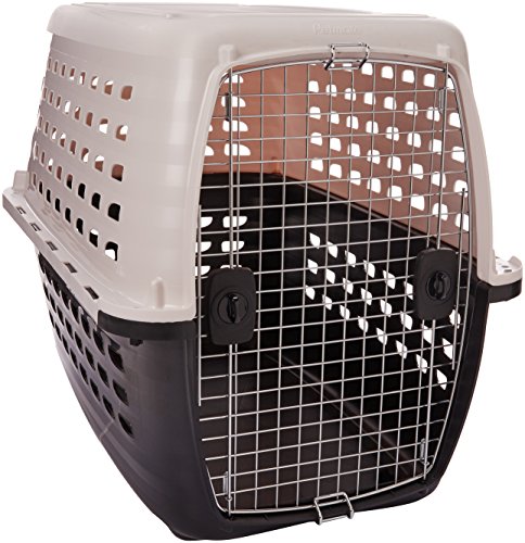 Petmate 41034 Compass Plastic Pets Kennel with Chrome Door, Metallic White/Black