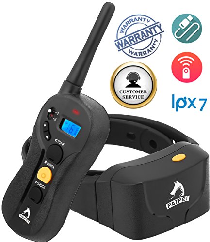 Dog Training Collar,PATPET Waterproof -IPX7 and Rechargeble Remote Shock Collar for Dogs with Training Guide, Vibration/Shock/ Beep for All Size Dog,Blind Operation,Range up to 656yd ( p-collar620)