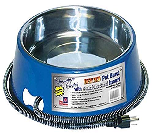 Farm Innovators Heated Pet Bowl with Stainless Steel Bowl Insert, Blue