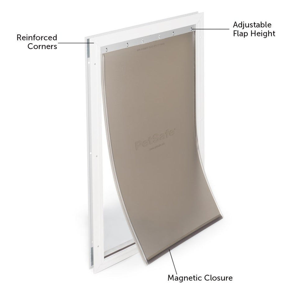 PetSafe Freedom Aluminum Pet Door for Dogs and Cats, White, Tinted Vinyl Flap
