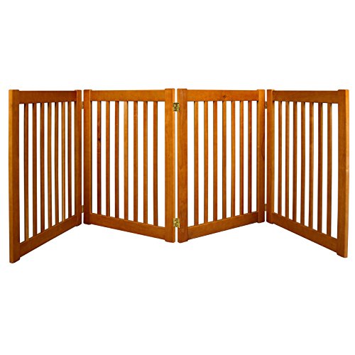 Dynamic Accents Four Panel Large Indoor Wooden EZ Pet Gate, 32 Inch Tall - Artisan Bronze