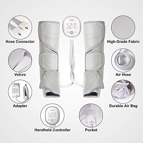 Leg Massager Air Compression Tespo Wraps Massages for Foot and Calf Circulation 3 Intensities 6 Modes with Heat, Handheld Controller