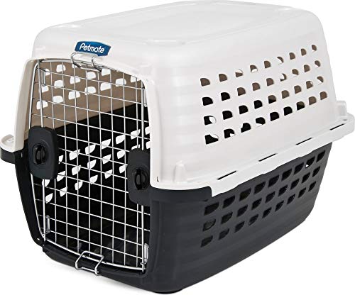 Petmate 4131 Compass Plastic Pets Kennel with Chrome Door, Metallic White/Black