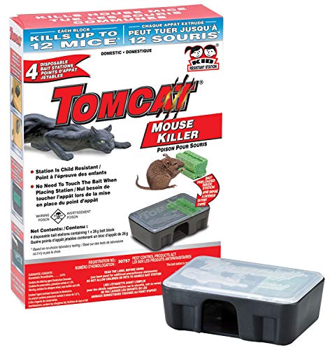 Tomcat Mouse Killer - 4 Child and Dog Resistant Bait Stations Containing 28 Gram Bait Blocks