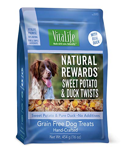 Vitalife Toutes les friandises pour chiens naturelles - Twists de patate douce et canard 454 g (1 lb)