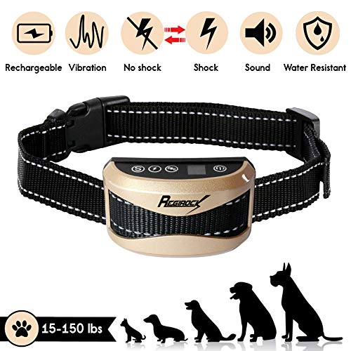 Version de mise à niveau Collier de contrôle - rechargeable et étanche sans écorce de collier, vibration statique choc - 7 niveaux de sensibilité petit chien moyen grand chien