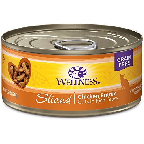 Wellness Natural Canned Grain Free Wet Cat Food, Cubed Chicken, 5.5-Ounce Can (Pack of 24)