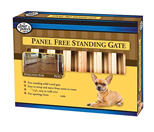 Four Paws 100203592 Free Standing 5 Panel Walk Over Wood Gate 48-110x17