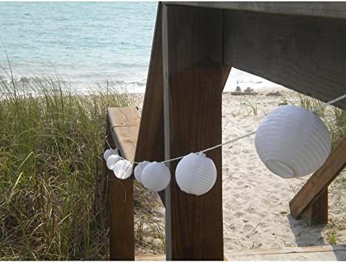 Allsop Garden 30438 Soji Solar String, Globe Style LED Outdoor Solar Lanterns Lights 10 Pc - White (White)