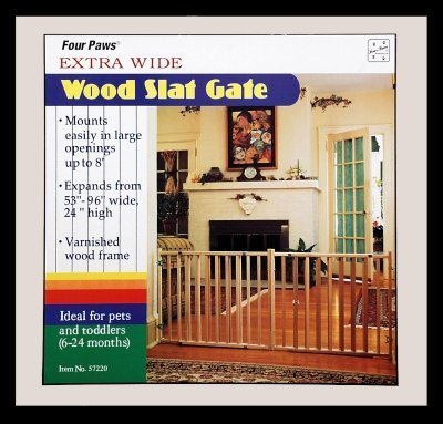 Four Paws 57220 Vertical Wood Slat Gate 53-96" W X24" H