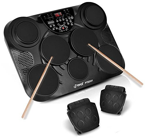 Pyle PTED01 Electronic Table Top Digital Drum Kit with 7 Drum Pads