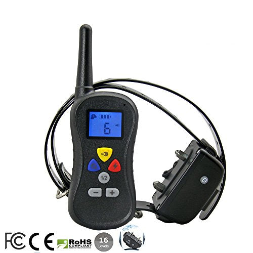 Amadog PTS018 One Dog Rechargeable and Waterproof Remote Training Bark Collar with LCD Disply, 16 Levels Shock and Vibraiton Dog Training Mode - 40pcs/ctn