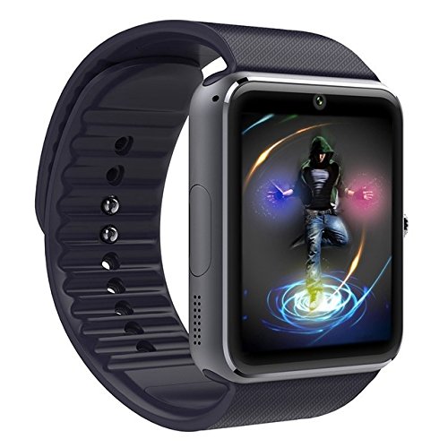 Moolon mart Watch GT08 Plus Clock Sync Notifier Support TF SIM Card Bluetooth Connectivity Android Phone Smartwatchs Alloy Smartwatch (black)
