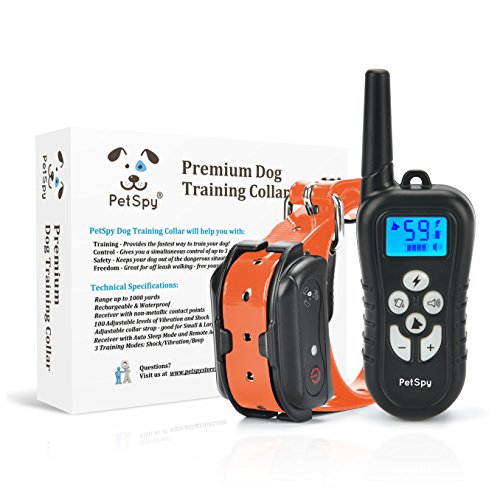 PETSPY RETOCK DOG TRACHING CORSHER CORD pour les chiens avec bip, vibration et électrique choquant, entraîneur de cols en ligne rechargeable et imperméable