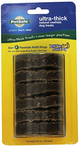 PetSafe Busy Buddy Ultra-Thick Natural Rawhide Dog Treat Refill Rings, Replacement Treats for PetSafe Busy Buddy Ultra Treat Ring Holding Toys
