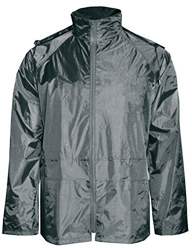 N150JPH 2 Pieces Polyester/PVC Rain Suit For Men's With Pouch Navy Green black - XS-3XL (Black, S)