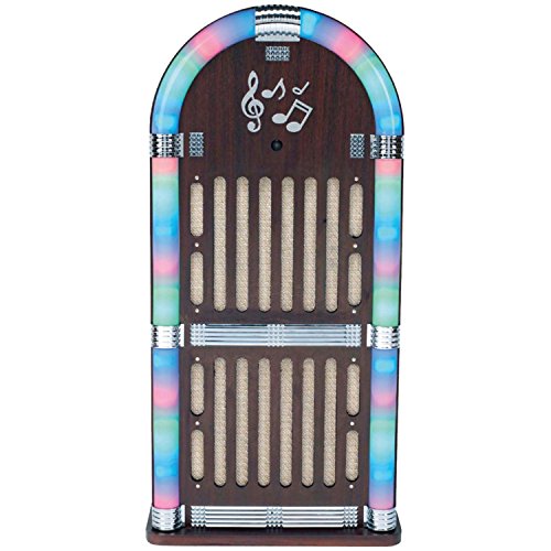 Curtis Sylvania SRCD806 Wooden Bluetooth Jukebox Speaker System with Multi-Color Lights