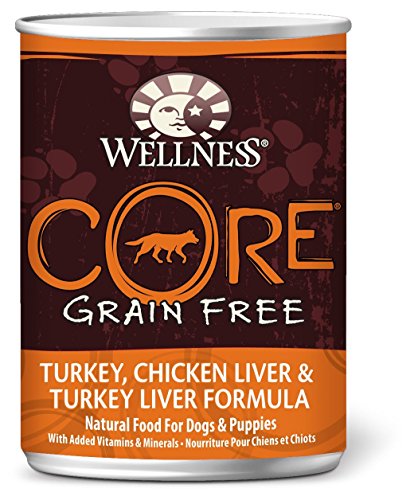 Wellness 7940 Core Grain-Free Turkey, Chicken Liver & Turkey Liver Formula Canned Dog Food 12/12.5 Oz
