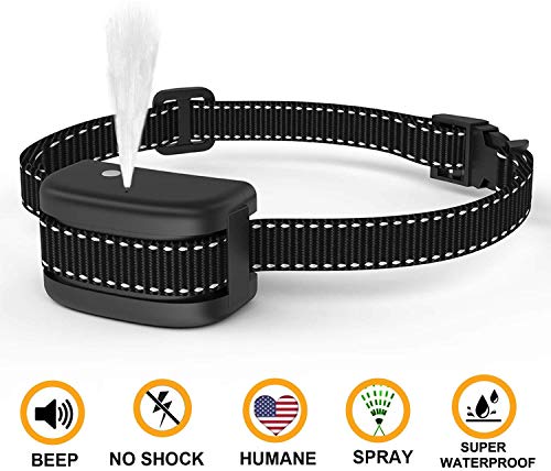 Spray Bark Collar, 2020 Upgraded Citronella Dog Training Collar (Citronella Spray Not Included), Human No Electric Shock Safe Harmless, Rechargeable Adjustable Waterproof
