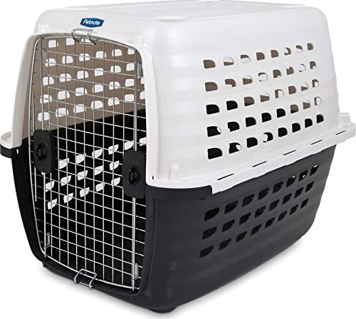 Petmate 41035 Compass Plastic Pets Kennel with Chrome Door, Metallic White/Black