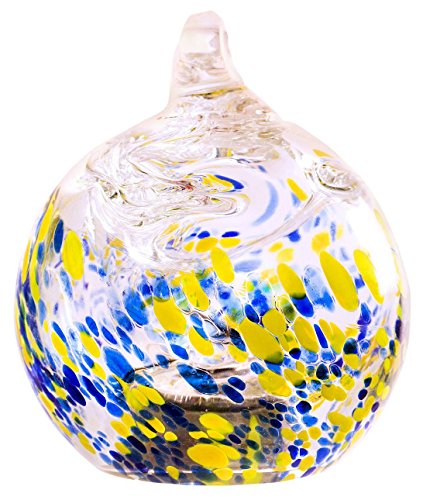 Allsop Garden Hanging Rechargeable LED Garden Outdoor Solar Glass Drop Lantern (Yellow/Blue)