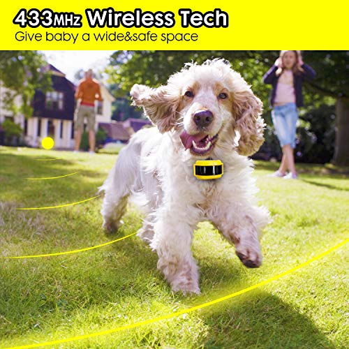 Wireless Dog Fence System with Rechargeable Transmitter and Rechargeable Collar Receiver - Safe & Easy Install WiFi Radio Electric Dog Fence