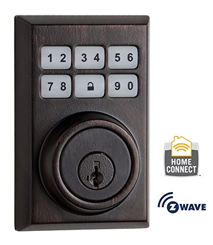 Kwikset 910CNT-ZW-11P Contemporary SmartCode 910 Deadbolt with Z-Wave Technology, Compatible with Alexa via Samsung SmartThings and/or Wink (Venetian Bronze)