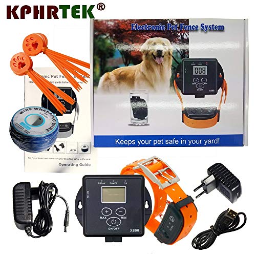 Dog Training Collar - IN-Ground Electronic Fence System X800 Full Waterproof Rechargeable Collar for Dog Driving Swimming Training Collar 27g9 (with 1 Collar - AU Plug)